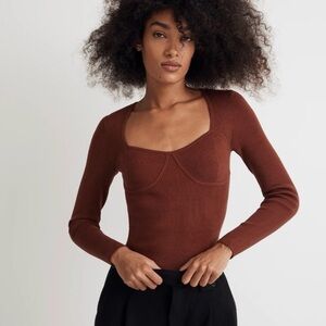 MADEWELL M Wide rib Viscose-Poly blend brown woman sweater top boho chic